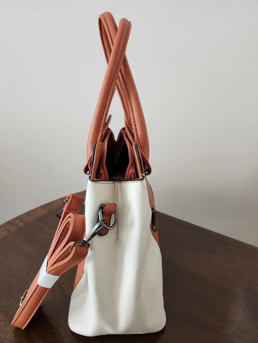 Pierre Cardin Orange and White Structured Satchel